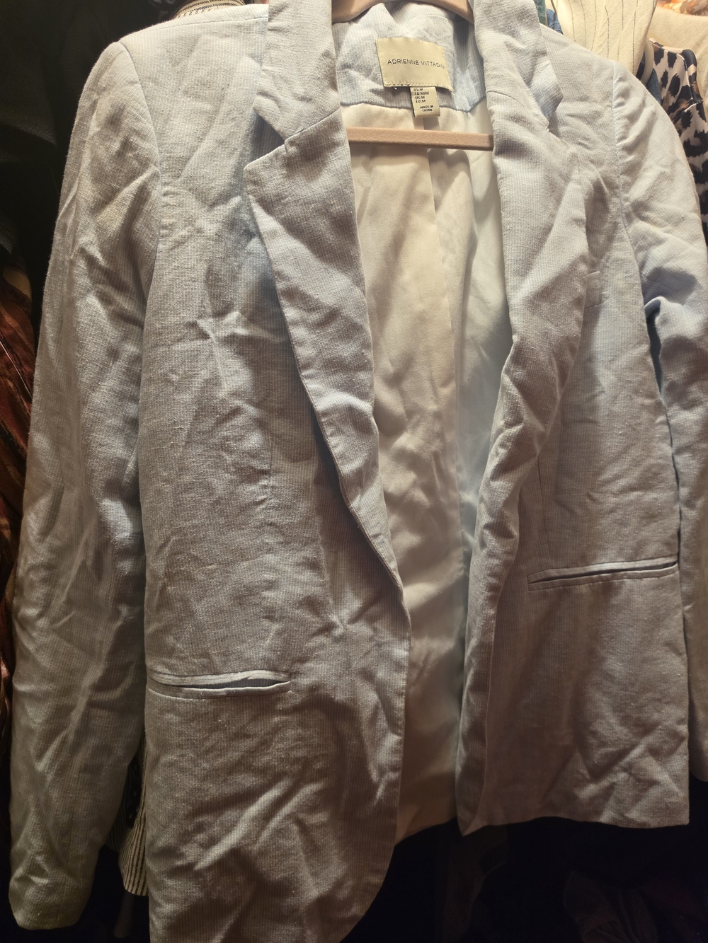 Adrienne Vittadini Light Blue Linen-Blend Blazer